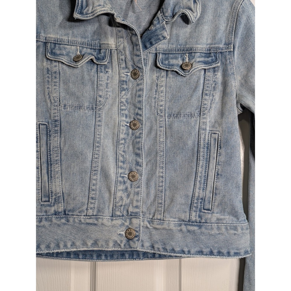 FREE PEOPLE Womens XS‎ Blue Denim Button-Up Pockets Jean Jacket - Picture 2 of 8